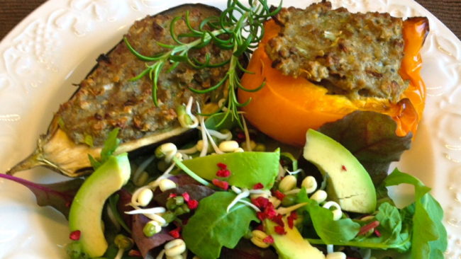peberfrugt aubergine opskrift salat