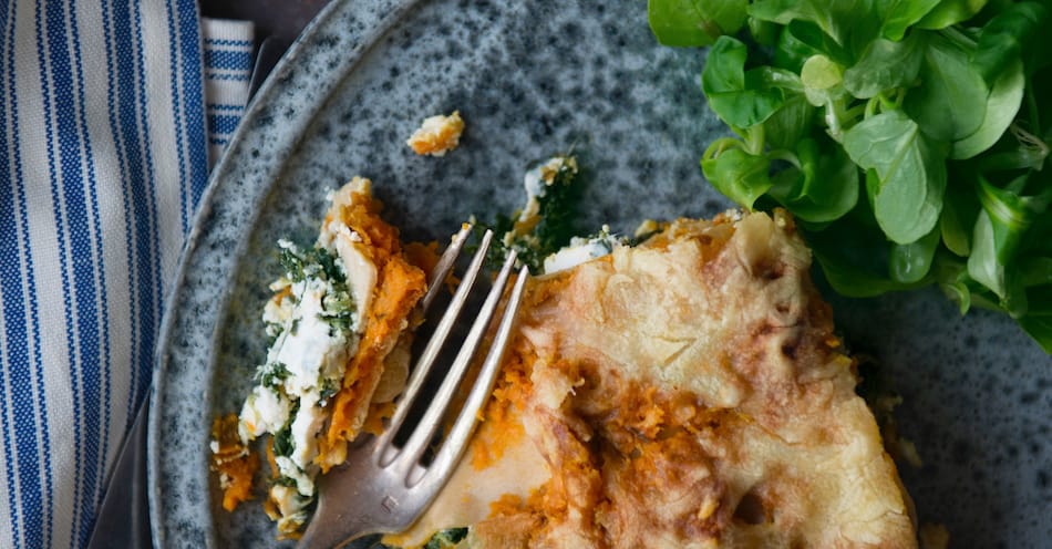 Gulerodslasagne med spinat og ricotta